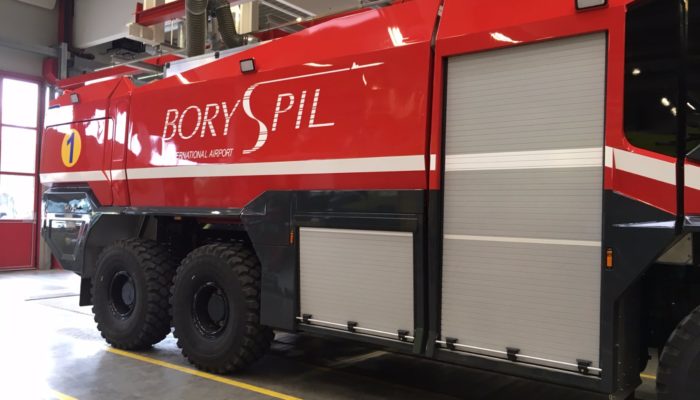 Delivery of a Rosenbauer Panther fire fighter vehicle to the airport Borispol, Kiev, Ukraine